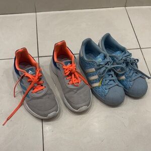 Adidas Kids Sneakers - Gray, Blue, and Orange